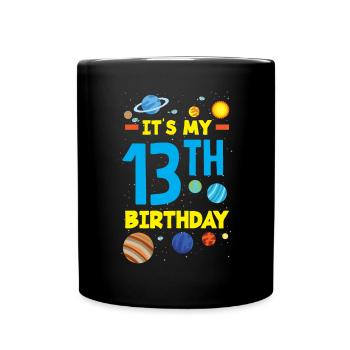 13th Birthday Boys Astronaut Birthday - Full Colour Mug - black - Front