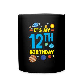 12th Birthday Boys Astronaut Birthday - Full Colour Mug - black - Front