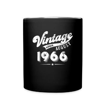 Vintage since August 1966 Geburtstag Geschenk - Tasse einfarbig - Schwarz - Vorne
