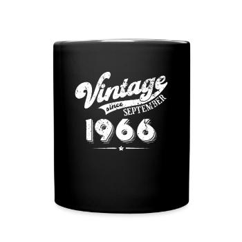 Vintage since September 1966 Geburtstag Geschenk - Tasse einfarbig - Schwarz - Vorne