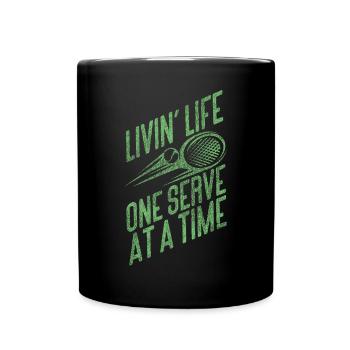 Funny Tennis Player Racket Living - Full Colour Mug - black - Front