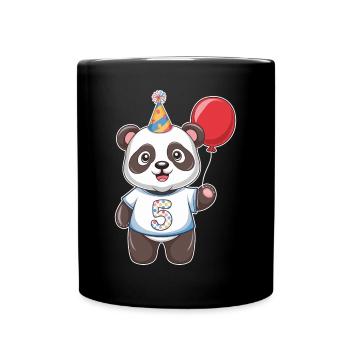Cinquième anniversaire Panda Party chapeau ballon - Mug uni - noir - Devant