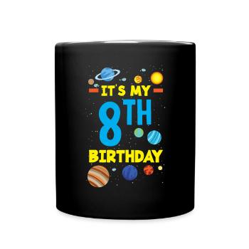 8ème anniversaire Garçons 8 ans Astronaute Anniversaire - Mug uni - noir - Devant