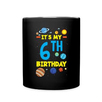 6. Geburtstag Jungen 6 Jahre Astronaut Geburtstag - Tasse einfarbig - Schwarz - Vorne
