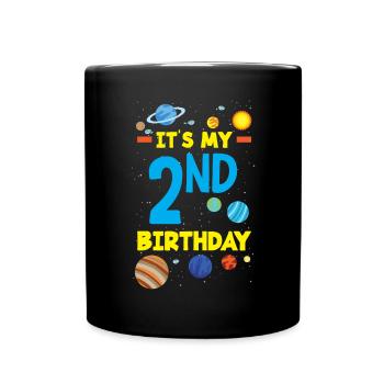 2. Geburtstag Jungen 2 Jahre Astronaut Geburtstag - Tasse einfarbig - Schwarz - Vorne