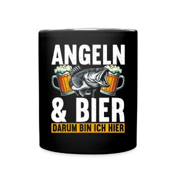 Fishing and Beer Fun Fishing Hobby - Full Colour Mug - black - Front