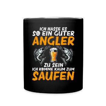 Fishing and Beer Fun Fishing Hobby - Full Colour Mug - black - Front