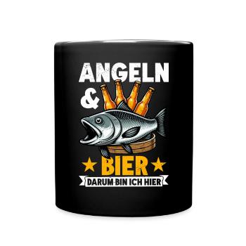 Fishing and Beer Fun Fishing Hobby - Full Colour Mug - black - Front