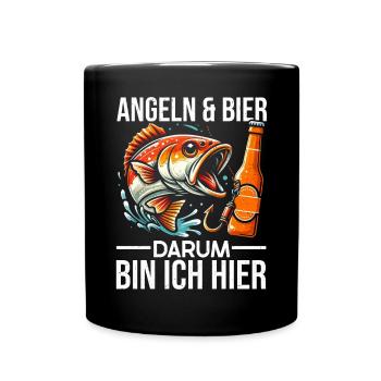Fishing and Beer Fun Fishing Hobby - Full Colour Mug - black - Front