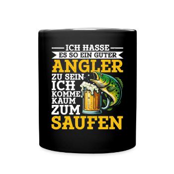 Fishing and Beer Fun Fishing Hobby - Full Colour Mug - black - Front