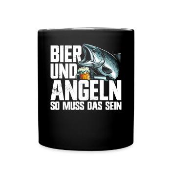Fishing and Beer Fun Fishing Hobby - Full Colour Mug - black - Front