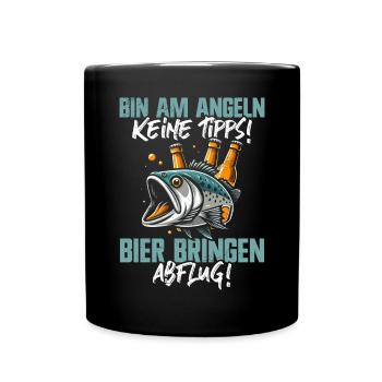 Fishing and Beer Fun Fishing Hobby - Full Colour Mug - black - Front