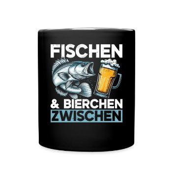 Fishing and Beer Fun Fishing Hobby - Full Colour Mug - black - Front