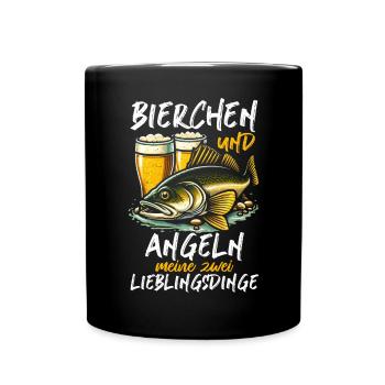 Fishing and Beer Fun Fishing Hobby - Full Colour Mug - black - Front
