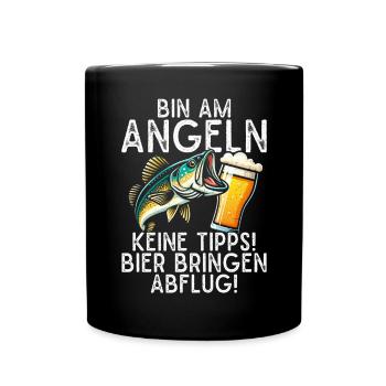 Fishing and Beer Fun Fishing Hobby - Full Colour Mug - black - Front