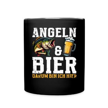 Fishing and Beer Fun Fishing Hobby - Full Colour Mug - black - Front