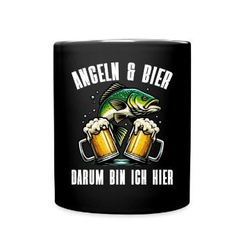 Fishing and Beer Fun Fishing Hobby - Full Colour Mug - black - Front