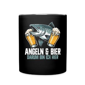 Fishing and Beer Fun Fishing Hobby - Full Colour Mug - black - Front