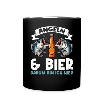 Fishing and Beer Fun Fishing Hobby - Full Colour Mug - black - Front