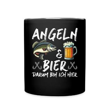 Fishing and Beer Fun Fishing Hobby - Full Colour Mug - black - Front