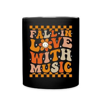 Fall In Love With Music Groovy Music Lover - Full Colour Mug - black - Front