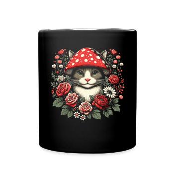 Cottagecore Chat Floral Cottagecore Esthétique - Mug uni - noir - Devant