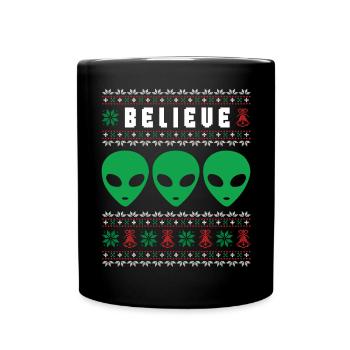 Lustige Weihnachten Alien Hässlicher Weihnachtspullover - Tasse einfarbig - Schwarz - Vorne