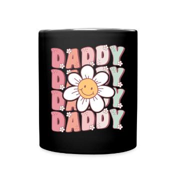 Cute Groovy Daddy Retro Daisy Flower - Full Colour Mug - black - Front