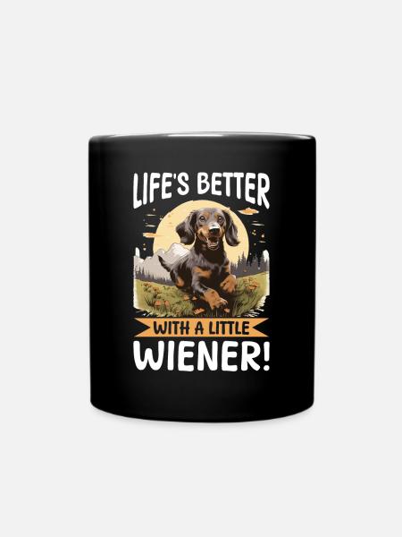 Funny Dachshund Doxie Wiener - Tasse einfarbig - Schwarz