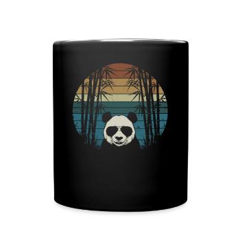 Panda with sunglasses and bamboo forest in the - Full Colour Mug - black - Front
