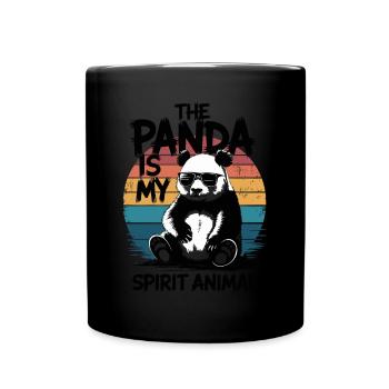 The Panda Is My Spirit Animal Retro Sonnenbrille - Tasse einfarbig - Schwarz - Vorne