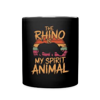 Das Nashorn ist mein Krafttier - Tasse einfarbig - Schwarz - Vorne