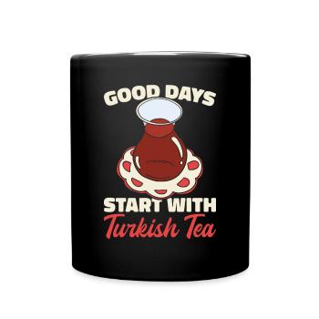 Thé turc Chai Türk Çayi Amoureux de la dinde - Mug uni - noir - Devant