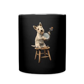 Scottish Terrier Chien Joueur de Banjo Bluegrass - Mug uni - noir - Devant