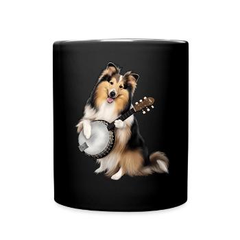 Shetland Sheepdogs Chien Bluegrass Joueur de banjo - Mug uni - noir - Devant