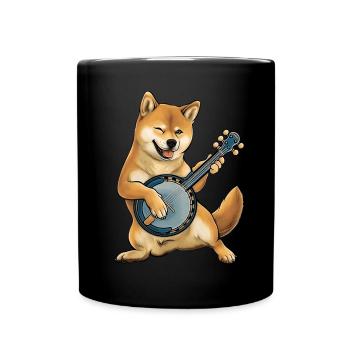 Shiba Inu Chien Joueur de Banjo Bluegrass - Mug uni - noir - Devant