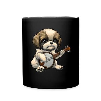Shih Tzu Chien Joueur de Banjo Bluegrass - Mug uni - noir - Devant