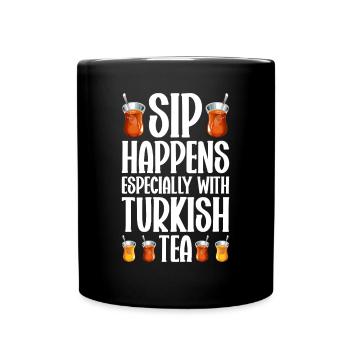 Thé turc Chai Türk Çayi Amoureux de la dinde - Mug uni - noir - Devant