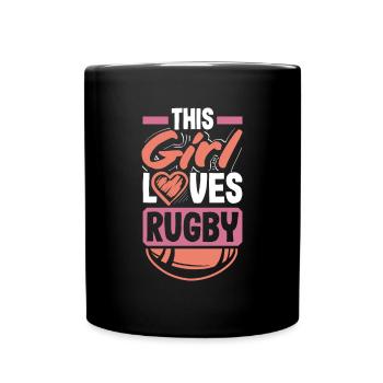 Cette fille adore le rugby - Mug uni - noir - Devant