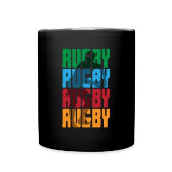 Rugby Rugby Rugby Rugby in Bunt - Tasse einfarbig - Schwarz - Vorne
