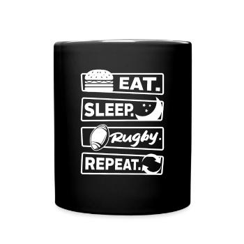 Eat. Sleep. Rugby. Repeat. - Tasse einfarbig - Schwarz - Vorne