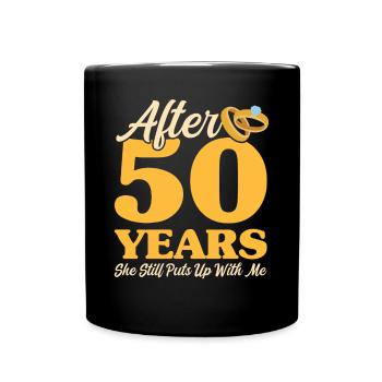 50. Hochzeitstag - Tasse einfarbig - Schwarz - Vorne