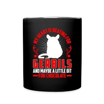 Mon cœur bat pour la gerbille rongeur Gerbille - Mug uni - noir - Devant