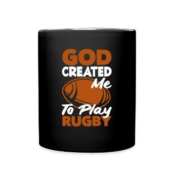 Dieu m’a créé pour jouer au rugby - Mug uni - noir - Devant