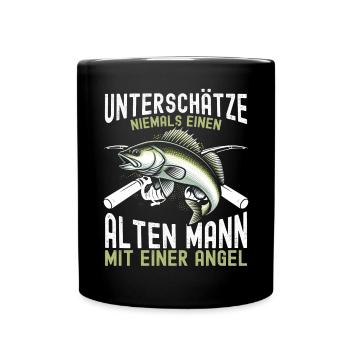 Angler Angelrute Witziges Fischer Hobbyfischer - Tasse einfarbig - Schwarz - Vorne