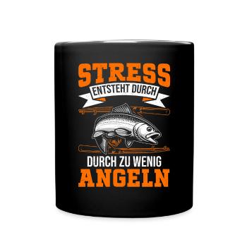 Angler Angelrute Witziges Fischer Hobbyfischer - Tasse einfarbig - Schwarz - Vorne