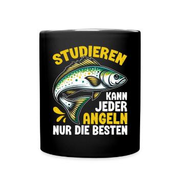 Angler Angelrute Witziges Fischer Hobbyfischer - Tasse einfarbig - Schwarz - Vorne
