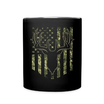 Camouflage USA Drapeau Cerf Chasse Camo - Mug uni - noir - Devant