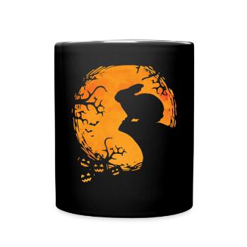 Lustiges Kaninchen Halloween Hase Silhouette - Tasse einfarbig - Schwarz - Vorne