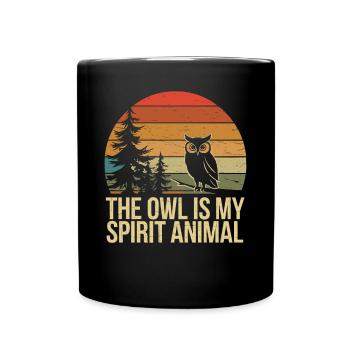 Eule la chouette est mon animal spirituel - Mug uni - noir - Devant